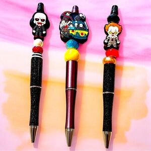 Horror-Themed Decorative Pens - Black, Yellow, Red #3